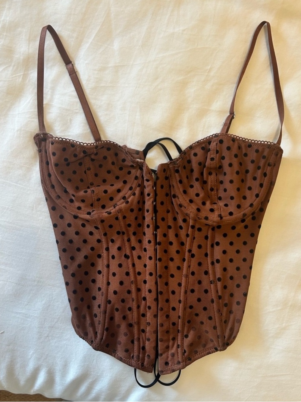 Urban Outfitters Brown Polka Dot Bustier
